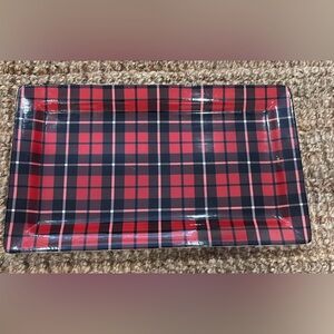 Pottery Barn plaid Ceramic Tray